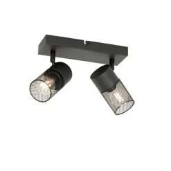 QAZQA Industriespot schwarz 2-flammig verstellbar - Jim