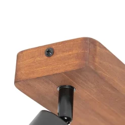 QAZQA Industrie-Spot schwarz mit Holz 2-flammig - Kristina