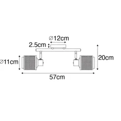 QAZQA Industrie-Spot Schwarz mit Gold 2 Lichter - Kayden