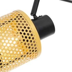 QAZQA Industrie-Spot Schwarz mit Gold 2 Lichter - Kayden