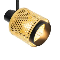QAZQA Industrie-Spot Schwarz mit Gold 2 Lichter - Kayden