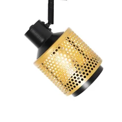 QAZQA Industrie-Spot Schwarz mit Gold 2 Lichter - Kayden
