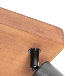 QAZQA Industrie-Spot schwarz mit Holz 4-flammig - Kristina