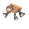 QAZQA Industrie-Spot schwarz mit Holz neigbar 4-flammig - Tommy