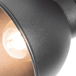 QAZQA Industrie-Spot schwarz mit Holz neigbar 4-flammig - Tommy