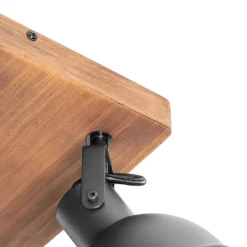 QAZQA Industrie-Spot schwarz mit Holz neigbar 4-flammig - Tommy