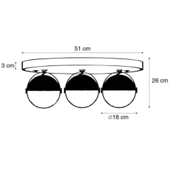 QAZQA Industrie-Spot schwarz mit Messing 3 Lichter - Haicha