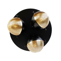 QAZQA Industrie-Spot schwarz mit Messing 3 Lichter - Haicha