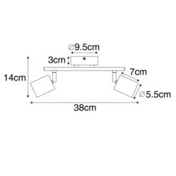 QAZQA Industrie-Spot schwarz mit Holz schwenkbar 2 Lichter - Jeana