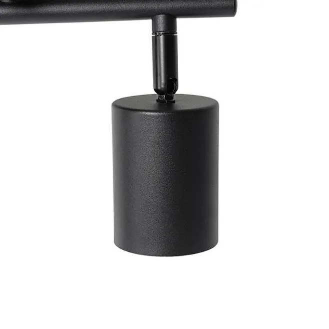 QAZQA Industrie-Spot schwarz mit Holz schwenkbar 2 Lichter - Jeana