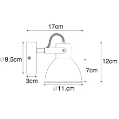 QAZQA Industrie-Spot schwarz mit Holz neigbar - Tommy