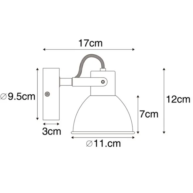 QAZQA Industrie-Spot schwarz mit Holz neigbar - Tommy