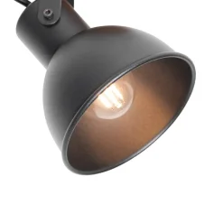 QAZQA Industrie-Spot schwarz mit Holz neigbar - Tommy