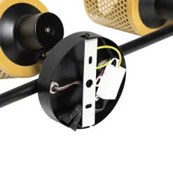 QAZQA Industrie-Spot Schwarz mit Gold 3-Licht - Kayden