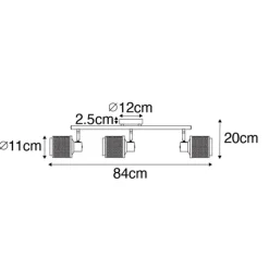 QAZQA Industrie-Spot Schwarz mit Gold 3-Licht - Kayden