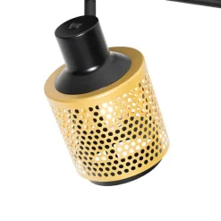 QAZQA Industrie-Spot Schwarz mit Gold 3-Licht - Kayden
