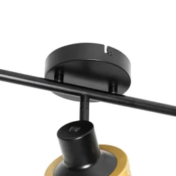 QAZQA Industrie-Spot Schwarz mit Gold 3-Licht - Kayden