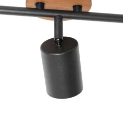 QAZQA Industrie-Spot schwarz mit Holz schwenkbar 3-flammig - Jeana