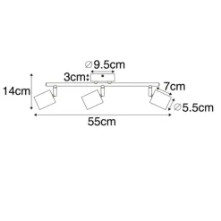 QAZQA Industrie-Spot schwarz mit Holz schwenkbar 3-flammig - Jeana