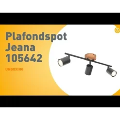 QAZQA Industrie-Spot schwarz mit Holz schwenkbar 3-flammig - Jeana