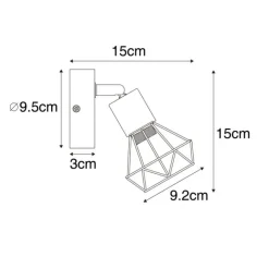 QAZQA Industriespot schwarz mit Holz dreh- und neigbar - Mosh