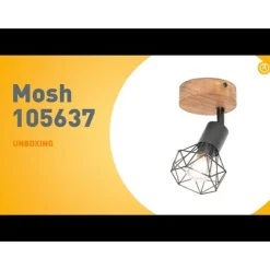 QAZQA Industriespot schwarz mit Holz dreh- und neigbar - Mosh