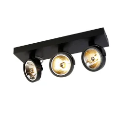 QAZQA Industrie-Spot schwarz verstellbar 3-flammig - Go