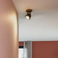 QAZQA Industriespot Stahl mit Holz kippbar - Emado