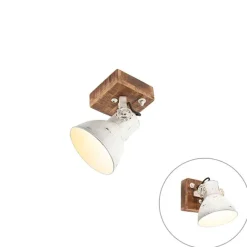 QAZQA Industriespot weiß mit Mangoholz 18 cm - Mangos