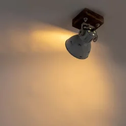 QAZQA Industriespot weiß mit Mangoholz 18 cm - Mangos