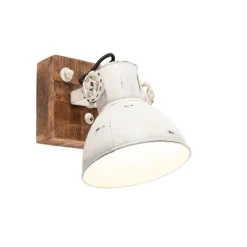 QAZQA Industriespot weiß mit Mangoholz 18 cm - Mangos