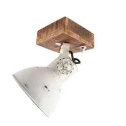 QAZQA Industriespot weiß mit Mangoholz 18 cm - Mangos