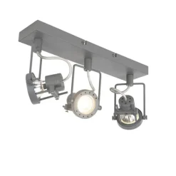 QAZQA Industriestrahler anthrazit 3-Licht schwenkbar und neigbar - Suplux