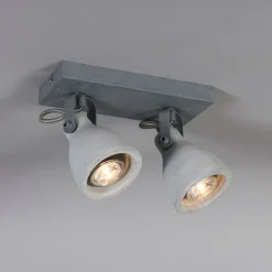 QAZQA Industriestrahler grau Beton 2-flammig - Creto