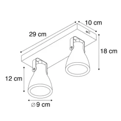 QAZQA Industriestrahler grau Beton 2-flammig - Creto