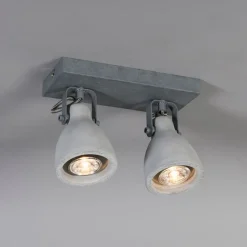 QAZQA Industriestrahler grau Beton 2-flammig - Creto