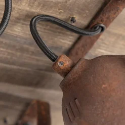 QAZQA Industriestrahler rostbraun mit Holz kippbar 4-Licht - Gina