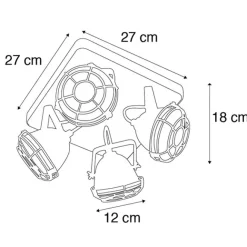 QAZQA Industriestrahler rostbraun mit Holz kippbar 4-Licht - Gina