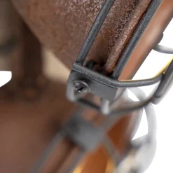 QAZQA Industriestrahler rostbraun mit Holz kippbar 4-Licht - Gina