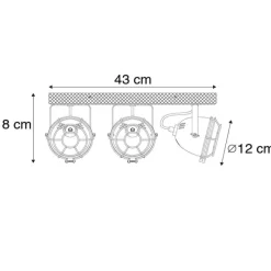 QAZQA Industriestrahler rostbraun mit Holz kippbar 3-Licht - Gina