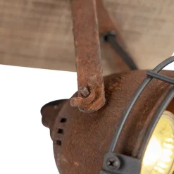 QAZQA Industriestrahler rostbraun mit Holz kippbar 3-Licht - Gina
