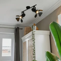 QAZQA Industriestrahler schwarz 2-Licht mit Ventilen - Film