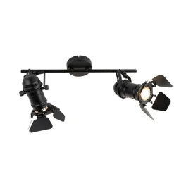 QAZQA Industriestrahler schwarz 2-Licht mit Ventilen - Film