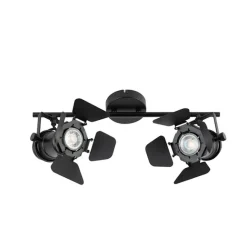 QAZQA Industriestrahler schwarz 2-Licht mit Ventilen - Film