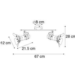 QAZQA Industriestrahler schwarz 2-Licht mit Ventilen - Film