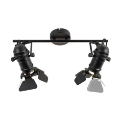 QAZQA Industriestrahler schwarz 2-Licht mit Ventilen - Film