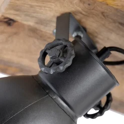 QAZQA Industriestrahler schwarz mit Mangoholz 3 Lichter - Mangos