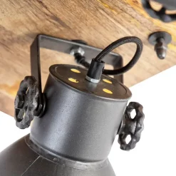 QAZQA Industriestrahler schwarz mit Mangoholz 3 Lichter - Mangos