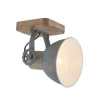 Mexlite Industriële plafondspot hout met grijs draai- en kantelbaar - Gearwood