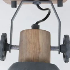 Mexlite Industriële plafondspot hout met grijs draai- en kantelbaar - Gearwood